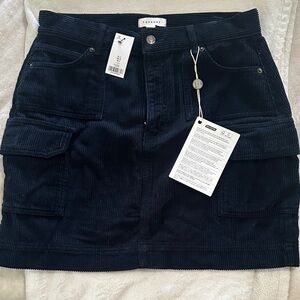 Topshop Dark Blue Corduroy Mini Skirt